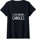 Womens I Like Making Candles Candle Maker V-Neck Apparel | Trending 2025 | Aesthetic Fit