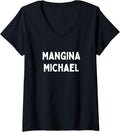 Womens Fun Graphic-Mangina Michael V-Neck Apparel | Everyday Casual Wear