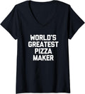 Womens World's Greatest Pizza Maker T-Shirt funny saying food Pizza V-Neck T-Shirt | Premium Quality | Must-Have Style