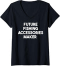 Womens Future Fishing Accessories Maker V-Neck Apparel | Premium Quality | Aesthetic Fit