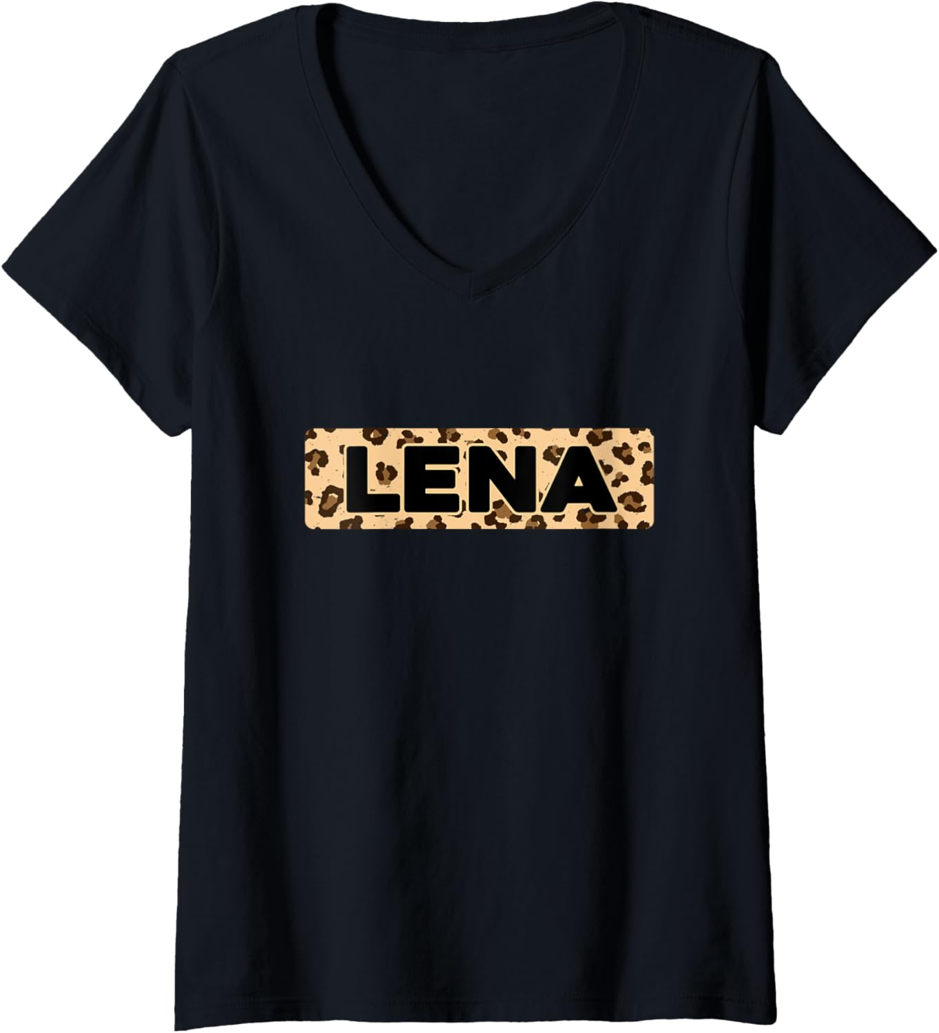 Funny Lena Leopard Print Personalized Name Lena V Neck Apparel Streetwear Style Everyday Wear