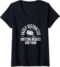 Womens Knitting Easily Distracted By Knitting Needles And Yarn V-Neck Yarn Supply | Top Rated | Perfect for Crafters