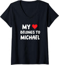 Michael - My Heart Belongs To Michael - Love V-Neck Apparel | Premium Quality