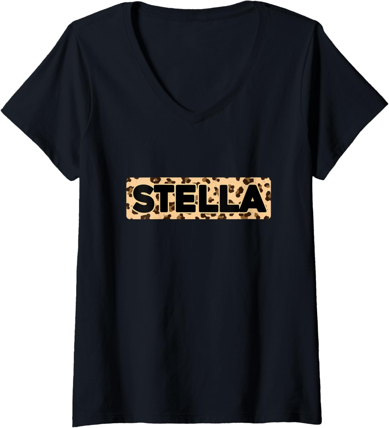 Funny Stella Leopard Print Personalized Name Stella V Neck Apparel Viral TikTok Find Fan Favorite