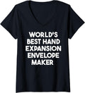 Womens World's Best Hand Expansion Envelope Maker V-Neck Apparel | Trending 2025 | Must-Have Style