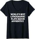 Womens World's Best Lithographic Plate Maker Apprentice V-Neck Apparel | Best Seller Pick | Perfect Gift Idea