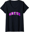 Womens Knitter Love Passion Yarn Crafting Hearts V-Neck Yarn Supply | Trending 2025 | Customer Favorite