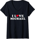 I Love Michael Matching Girlfriend & Boyfriend Michael Name V-Neck Apparel | Premium Quality