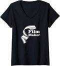 Womens Film Maker Outfit Video Producer V-Neck Apparel | High Search Volume | Comfort Daily Wear