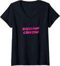 Womens Goddamn cheetah Women Cute Inspirational Untamed Tees Tops V Neck T Shirt Viral TikTok Find Hot Right Now