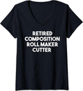 Womens Retired Composition Roll Maker Cutter V-Neck Apparel | Premium Quality | Perfect Gift Idea