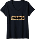 Funny Camila Leopard Print Personalized Name Camila V Neck Apparel High Search Demand US Top Pick