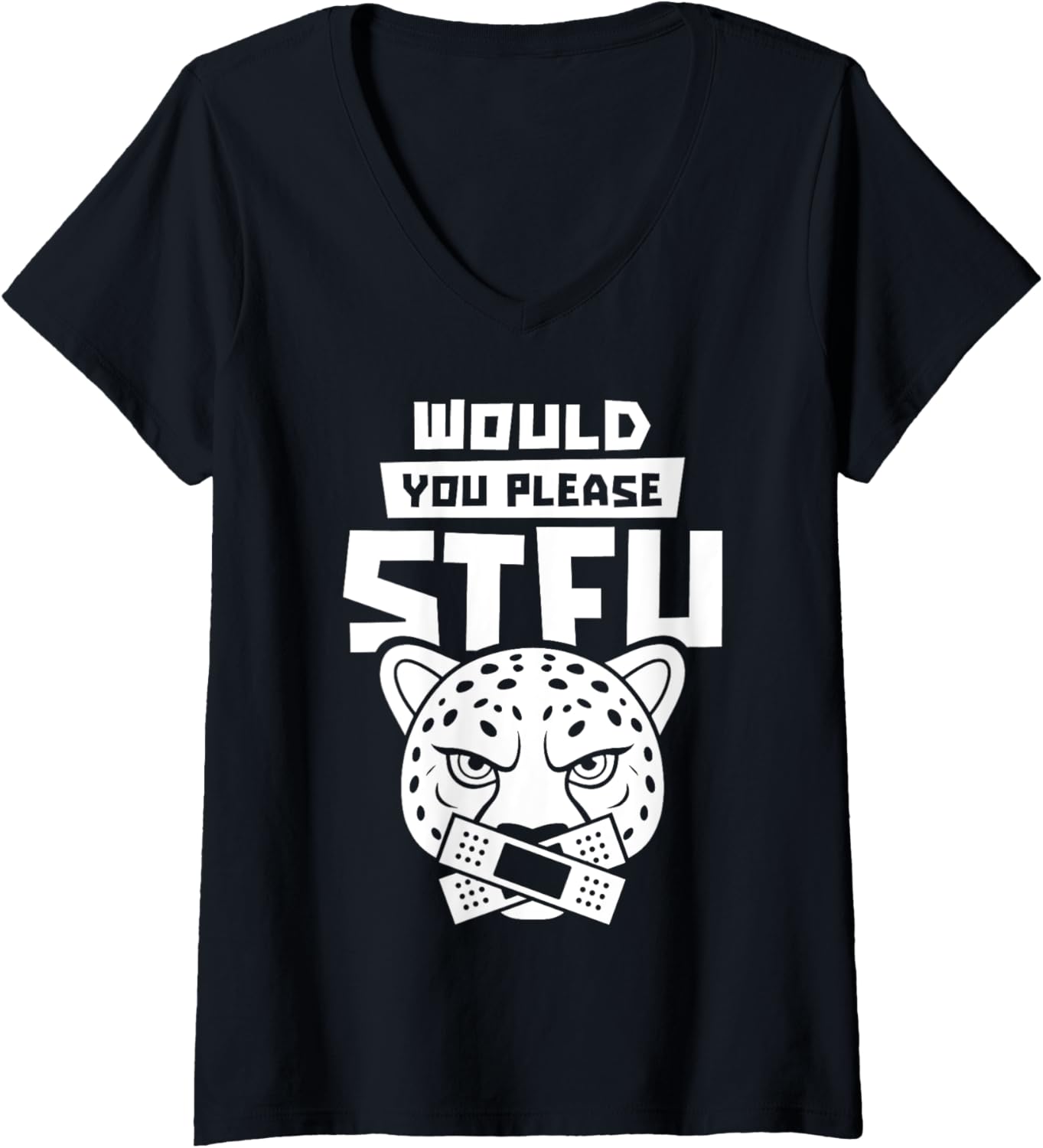 Womens Stfu African Big Cat Cheetah Would You Please Shut Up V Neck Apparel Trending US Hot Right Now