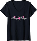 Womens Crochet Heartbeat Funny Yarn For Knitting And Crocheting V-Neck Yarn Supply | Top Rated | Customer Favorite