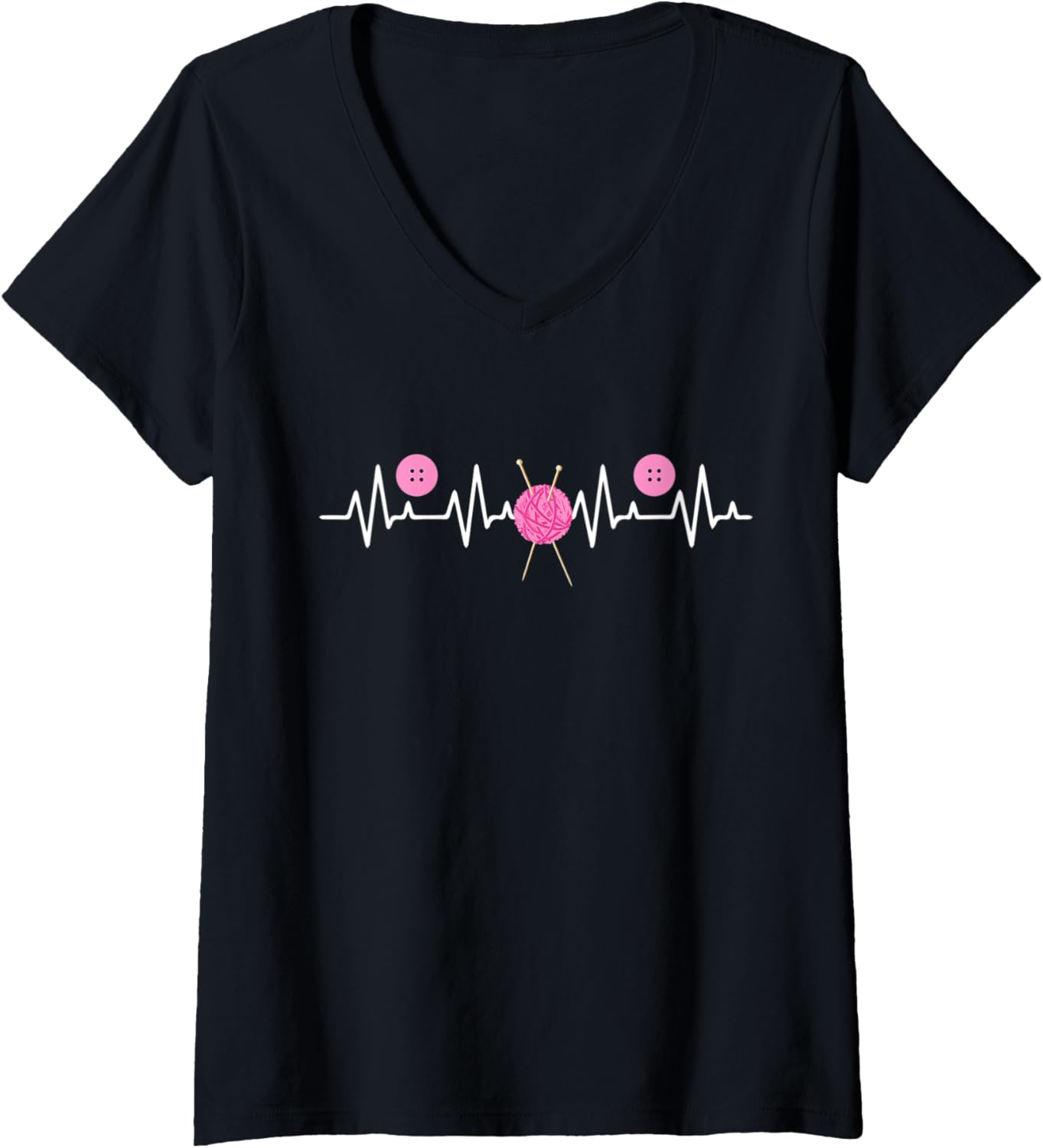 Womens Crochet Heartbeat Funny Yarn For Knitting And Crocheting V-Neck Yarn Supply | Top Rated | Customer Favorite