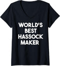 Womens World's Best Hassock Maker V-Neck Apparel | US Viral Style | Comfort Daily Wear