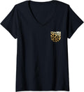 Womens Real Leopard Print Pocket A Cool Wild Cat Animal Lover V Neck Apparel Viral TikTok Find Fan Favorite