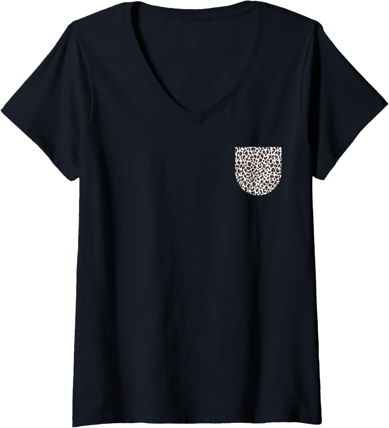 Womens Black White Leopard Print Pocket for A Cool Wild Cat V Neck Apparel Premium Print Hot Right Now