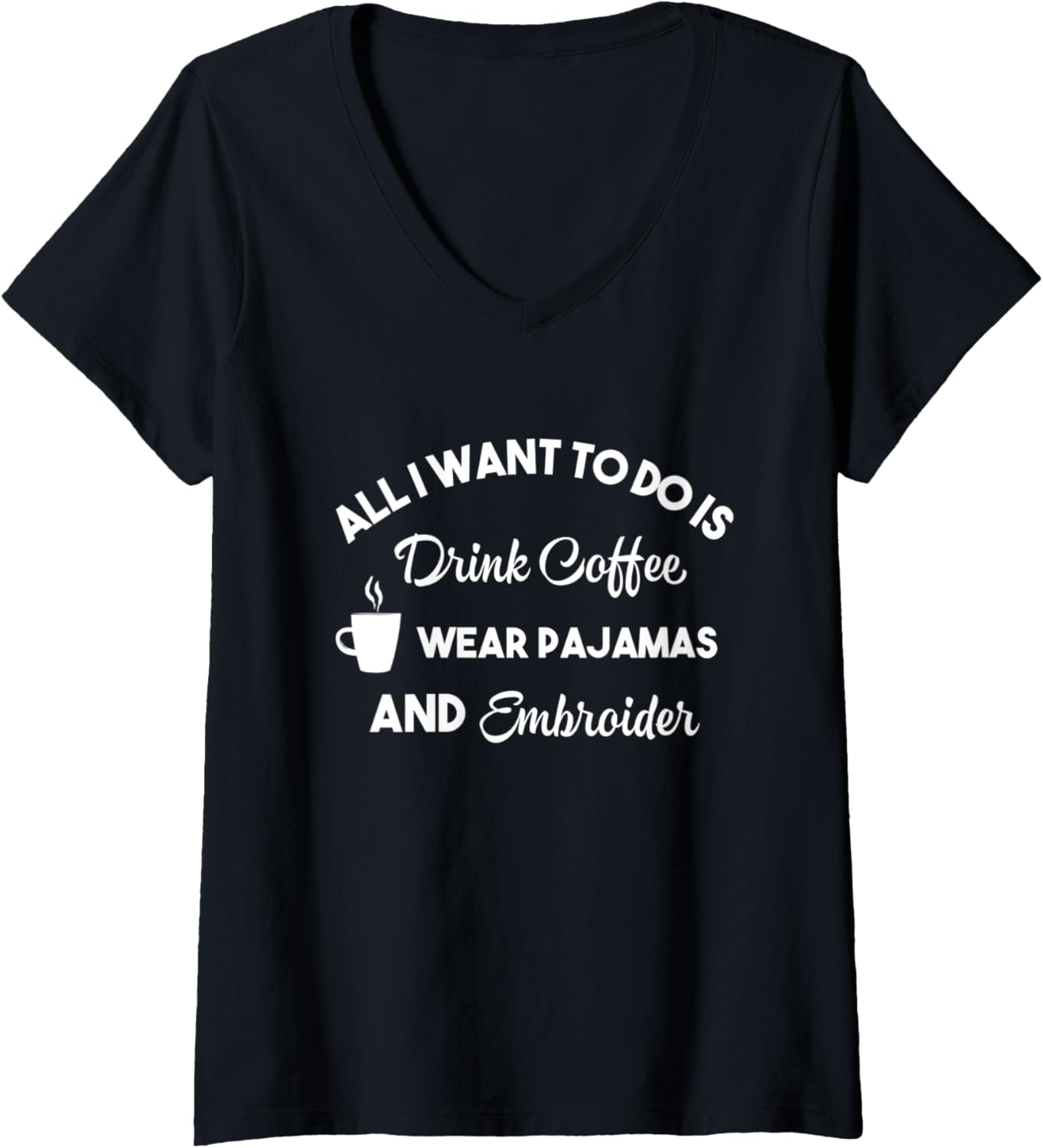 Womens Womens Embroider Coffee Pajamas Funny Embroidery Craft Yarn V-Neck Yarn Supply | Viral US Pick | Perfect for C...