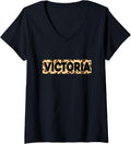 Funny Victoria Leopard Print Personalized Name Victoria V Neck Apparel Premium Print Everyday Wear