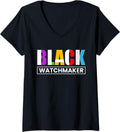 Womens Black Watchmaker Watchmaker Horologist V-Neck Apparel | Premium Quality | Aesthetic Fit