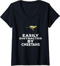 Womens Easily Distracted by CHEETAHS T Shirt Funny CHEETAH V Neck T Shirt High Search Demand Everyday Wear
