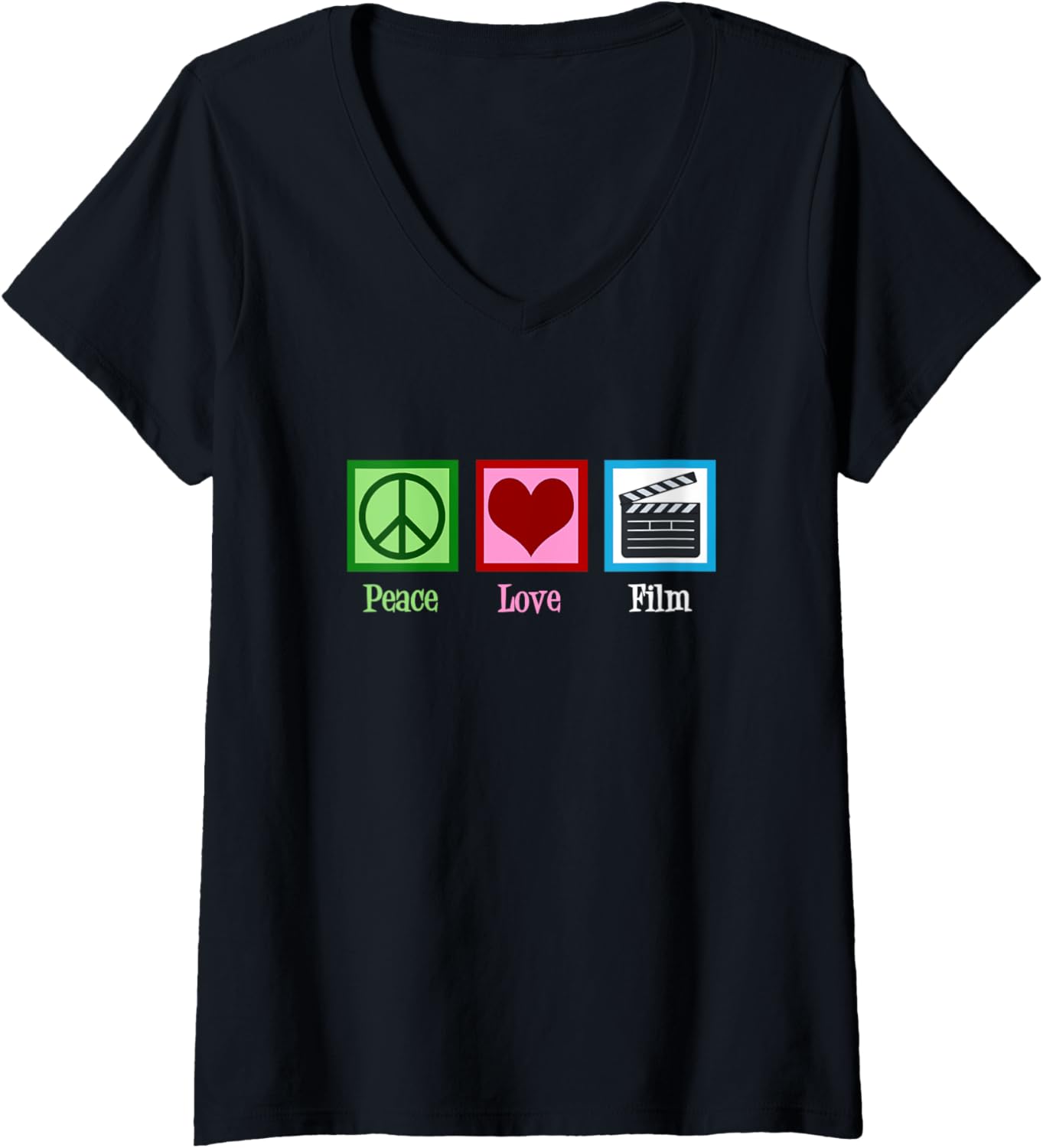 Womens Peace Love Film Buff Cool Filmmaker Movie V-Neck Apparel | Best Seller Pick | Perfect Gift Idea