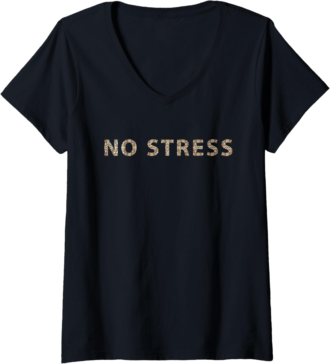 Womens Cool No Stress Leopard Cheetah Print V Neck Apparel Viral TikTok Find Gift Ready