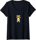 Womens Funny Cheetah Wearing Sunglasses Baton Twirling V Neck Apparel Trending US Gift Ready
