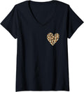 Womens brown animals print leopard print heart cheetah pattern V Neck Apparel Viral TikTok Find Fan Favorite