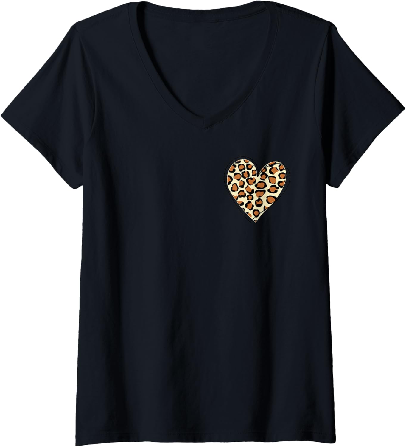 Womens brown animals print leopard print heart cheetah pattern V Neck Apparel Viral TikTok Find Fan Favorite