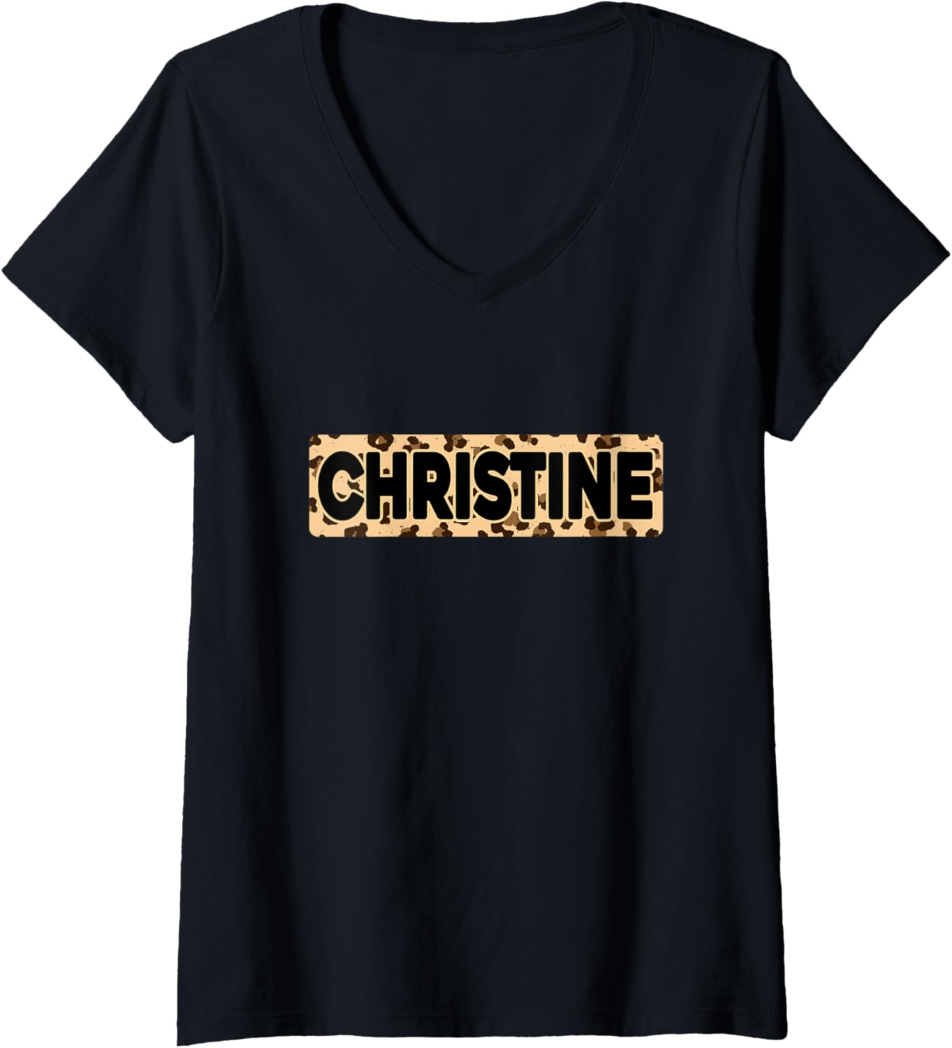 Funny Christine Leopard Print Personalized Name Christine V Neck Apparel High Search Demand Everyday Wear