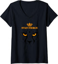 Womens Cheetah Print Stay Fierce V Neck Apparel Comfort Fit Everyday Wear