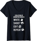 Womens Write Shoot Edit Repeat Movie Filmmaker V-Neck Apparel | Trending 2025 | Perfect Gift Idea