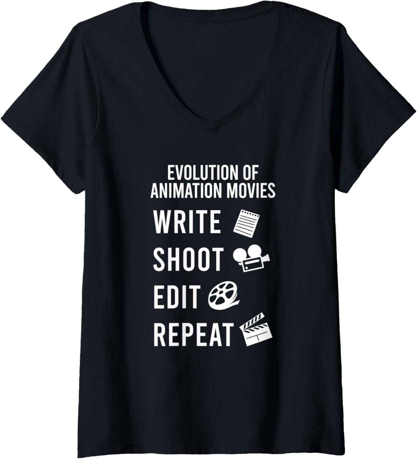 Womens Write Shoot Edit Repeat Movie Filmmaker V-Neck Apparel | Trending 2025 | Perfect Gift Idea