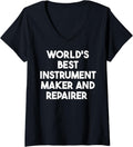 Womens World's Best Instrument Maker And Repairer V-Neck Apparel | Premium Quality | Perfect Gift Idea