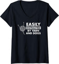 Womens Easily Distracted by Yarn and Dogs V-Neck Yarn Supply | Premium Quality | Customer Favorite