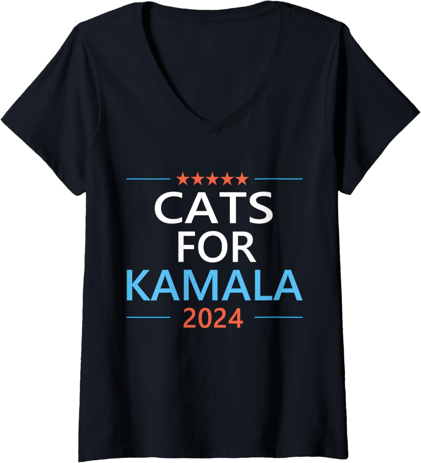 Womens Cats for Kamala Harris 2024 Childless Cat Lady JD Vance V-Neck Apparel | Trending 2025