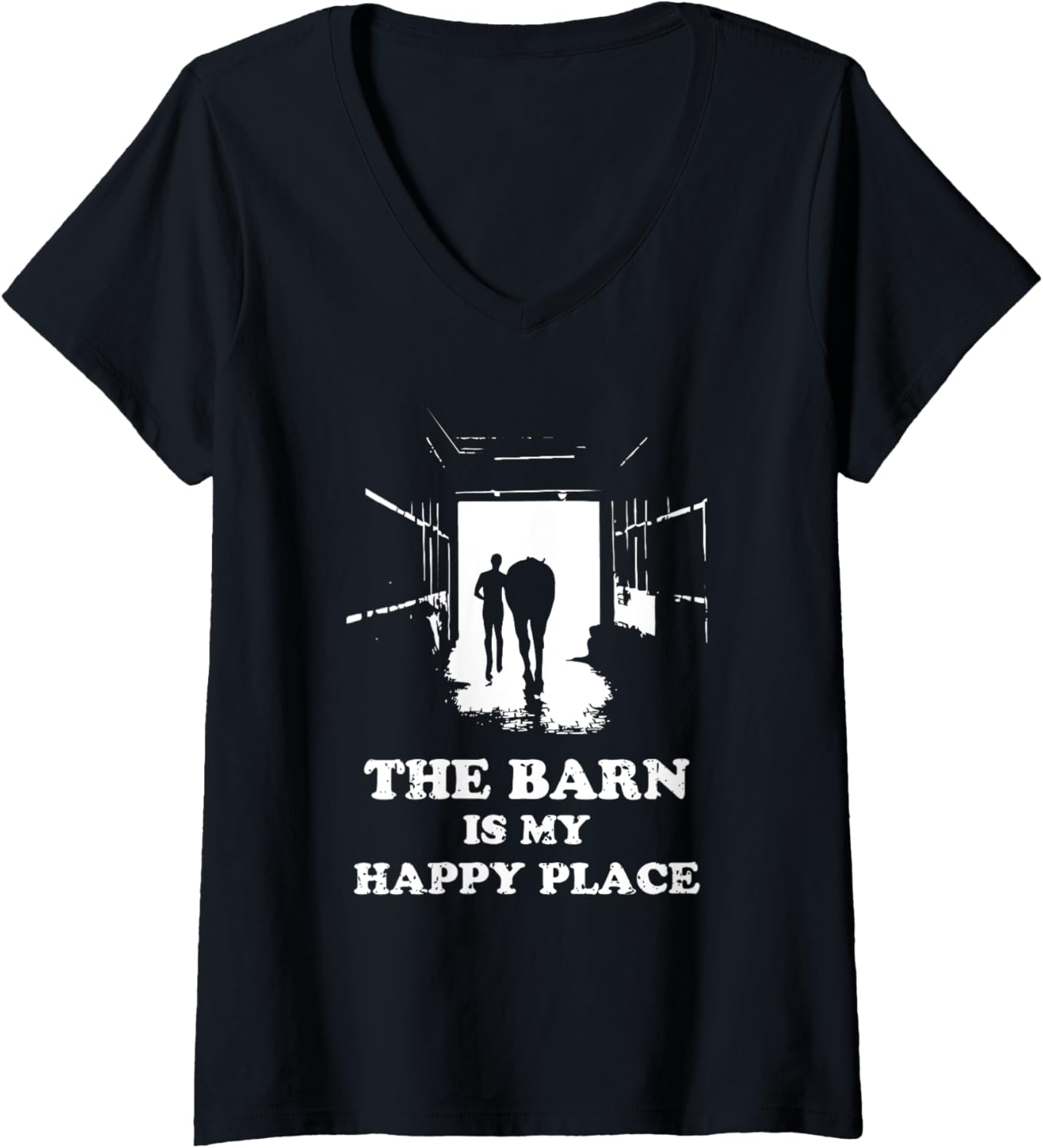 Womens The Barn Is My Happy Place Horse Lover for Women Men Kids V-Neck Apparel | US Viral Pick | High CTR Boost