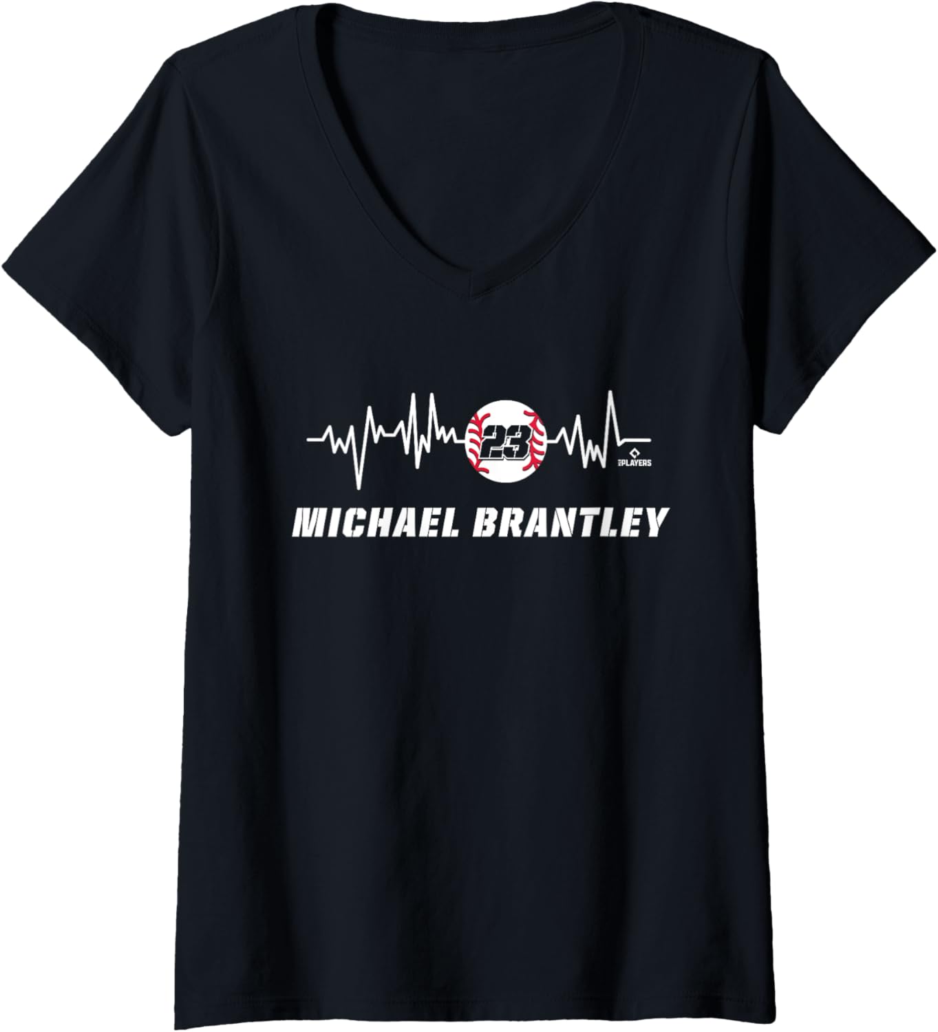 Womens Michael Brantley Heartbeat V-Neck Apparel | US Best Seller