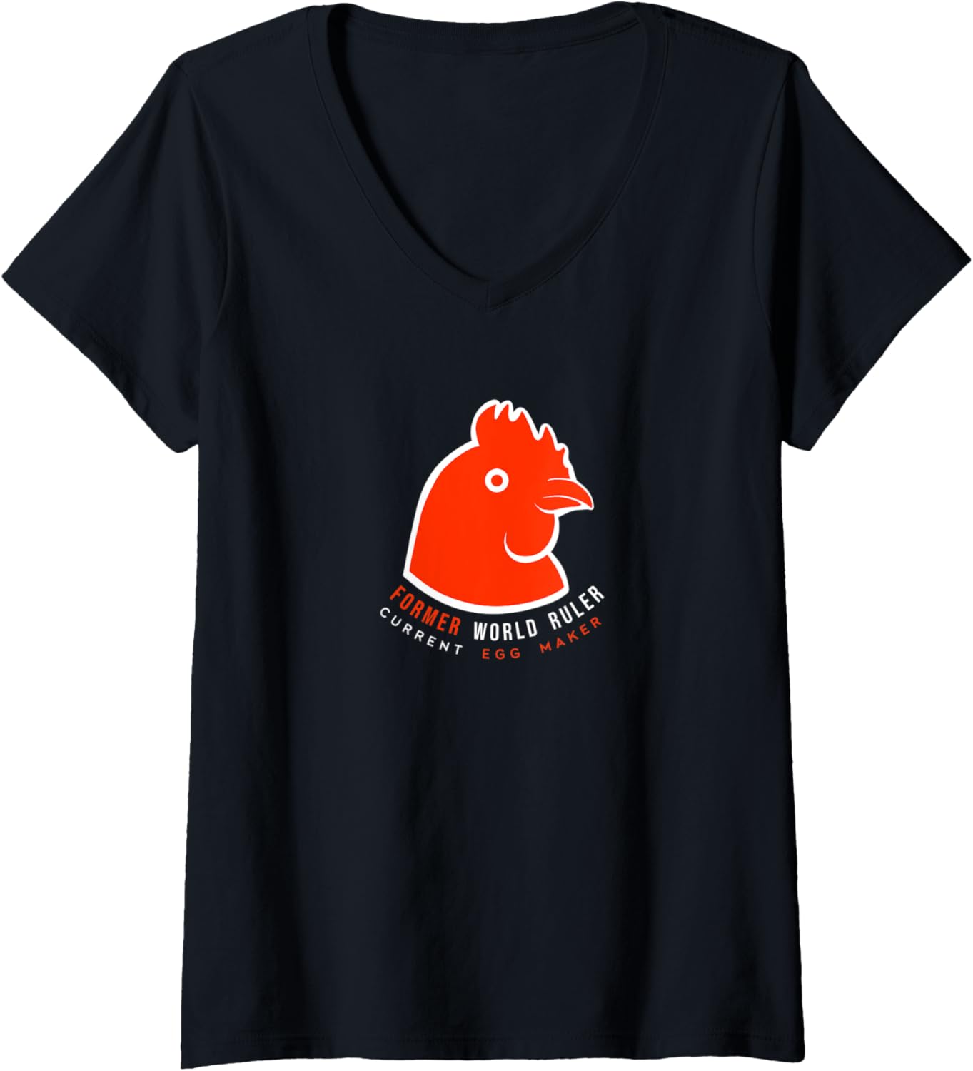 Womens Tiny dinosaur Chicken. Ex-world ruler, current egg maker V-Neck Apparel | Premium Quality | Aesthetic Fit