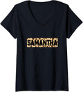 Funny Samantha Leopard Print Personalized Name Samantha V Neck Apparel Comfort Fit US Top Pick