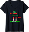 The michael Elf Funny Christmas Pajama Family Matching Elf t V-Neck Apparel | Perfect Gift Idea