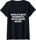 World's Most Wonderful Wood Model Maker V-Neck Apparel | Premium Quality | Perfect Gift Idea