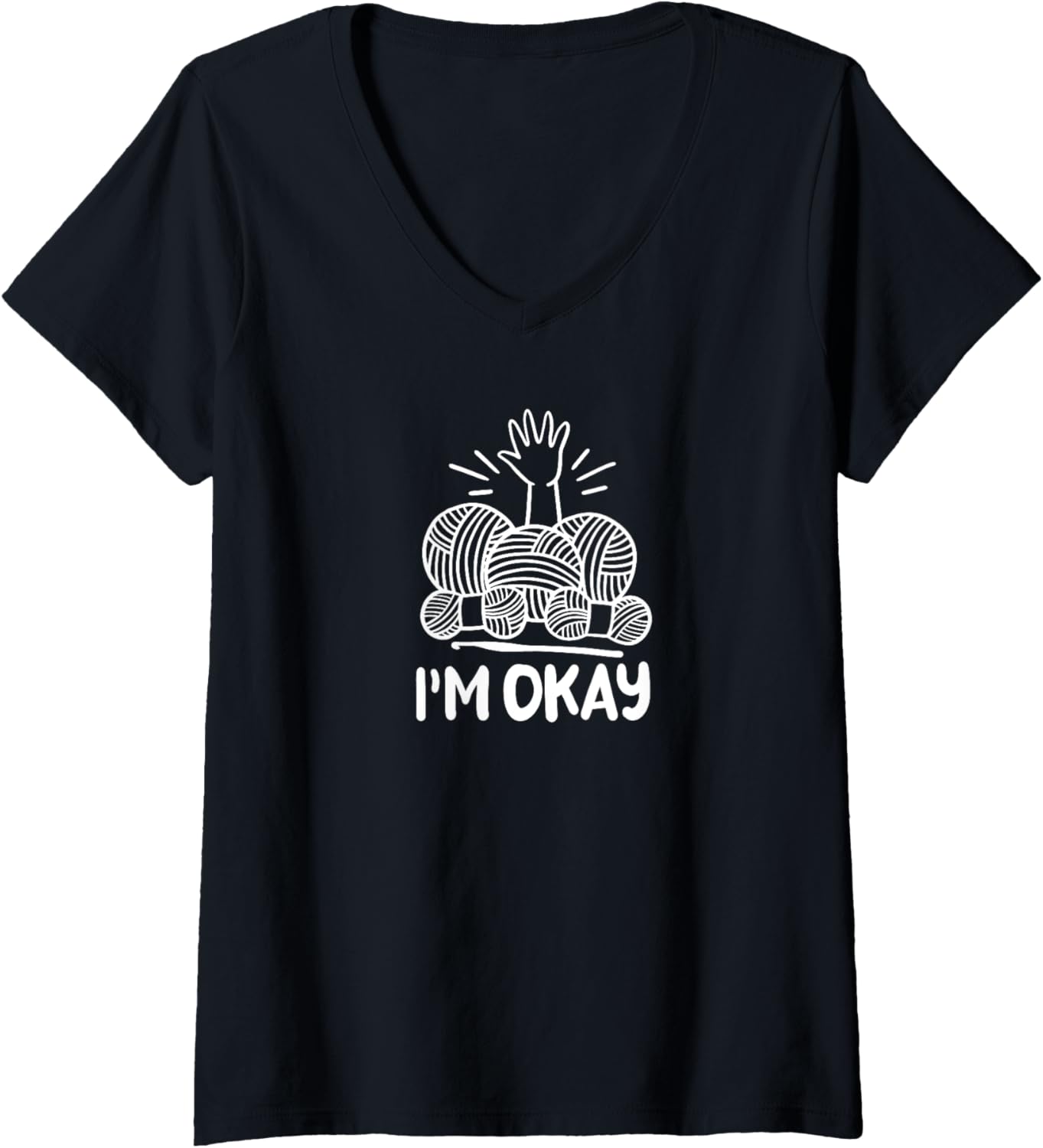 Womens Funny Trapped In The Yarn, Cute Im Ok Crochet Yarn Collector V-Neck Yarn Supply | High Search Volume | Custome...
