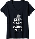 Womens Crochet Keep Calm And Carry Yarn Crocheting V-Neck Yarn Supply | Trending 2025 | Best Seller Choice