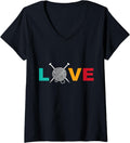 Womens Knitting & Crochet T-Shirt Love Yarn with Needles Crafting V-Neck T-Shirt | Premium Quality | Best Seller Choice
