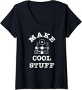 Womens Make Cool Stuff 3D Printing Engineer and Maker V-Neck Apparel | US Viral Style | Must-Have Style