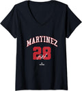 Womens JD Martinez MLBPA Boston Baseball Player Massachusetts V-Neck Apparel | Aesthetic Design