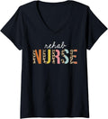 Womens Rehabilitation Nurse Life Leopard Print RN Registered V Neck Apparel Viral TikTok Find Gift Ready